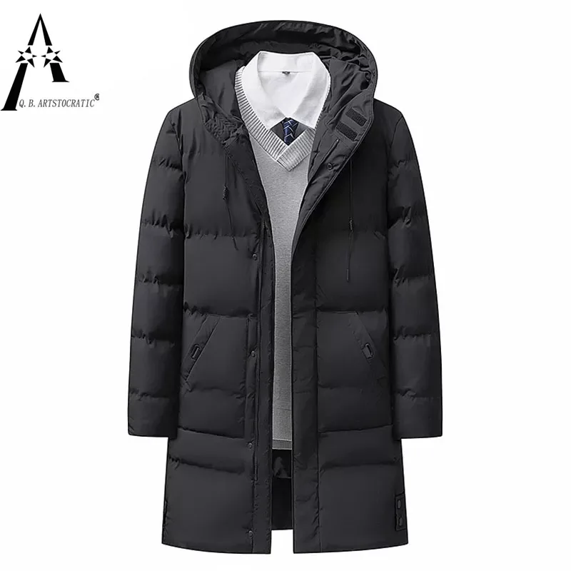 2022 Winter New Men Parkas Hooded Warm Mid-Length Coat Men Solid Color Casual Fashion Streetwear Parka Coat Men Large Size 8XL