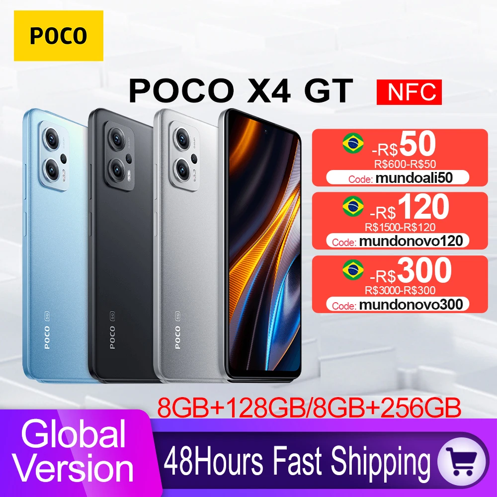 Tanie Globalna Wersja POCO X4 GT 5G Smartphone 128GB/256GB Dimensity 8100 64MP Potrójna Kamera 144Hz Dynamiczny Wyświetlacz Przełącznika 67W ładowanie