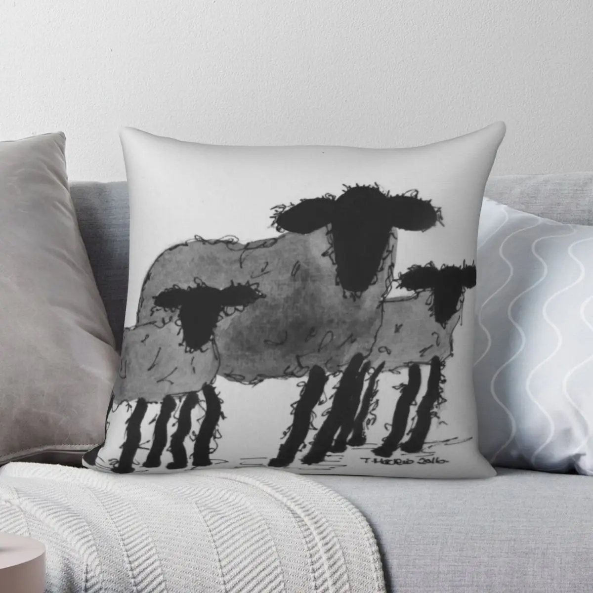 

Inky Sheep 5 квадратных наволочек, полиэстер, лен, бархат, узор, молния, Декор, диванная подушка, наволочка, оптовая продажа