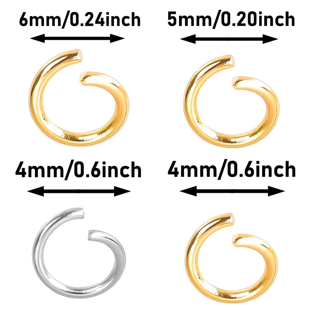 

100pcs/Lot 4/5/6mm Stainless Steel Open Jump Rings Split Rings Connectors For DIY Jewelry Making Supplies Accessories Wholesale