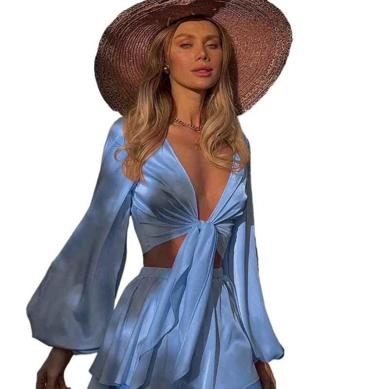 Женский летний комплект из двух предметов милая и острая рубашка с