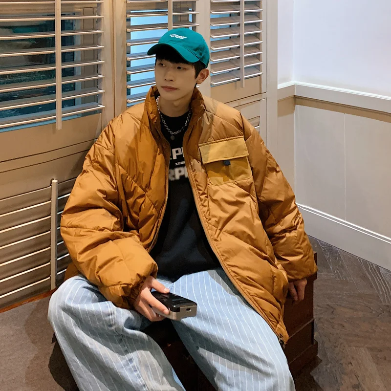 Winter Jacket Men Warm Fashion Casual Thickened Plaid Jacket Men Streetwear Korean Loose Thick Short Coat Mens Parker M-2XL