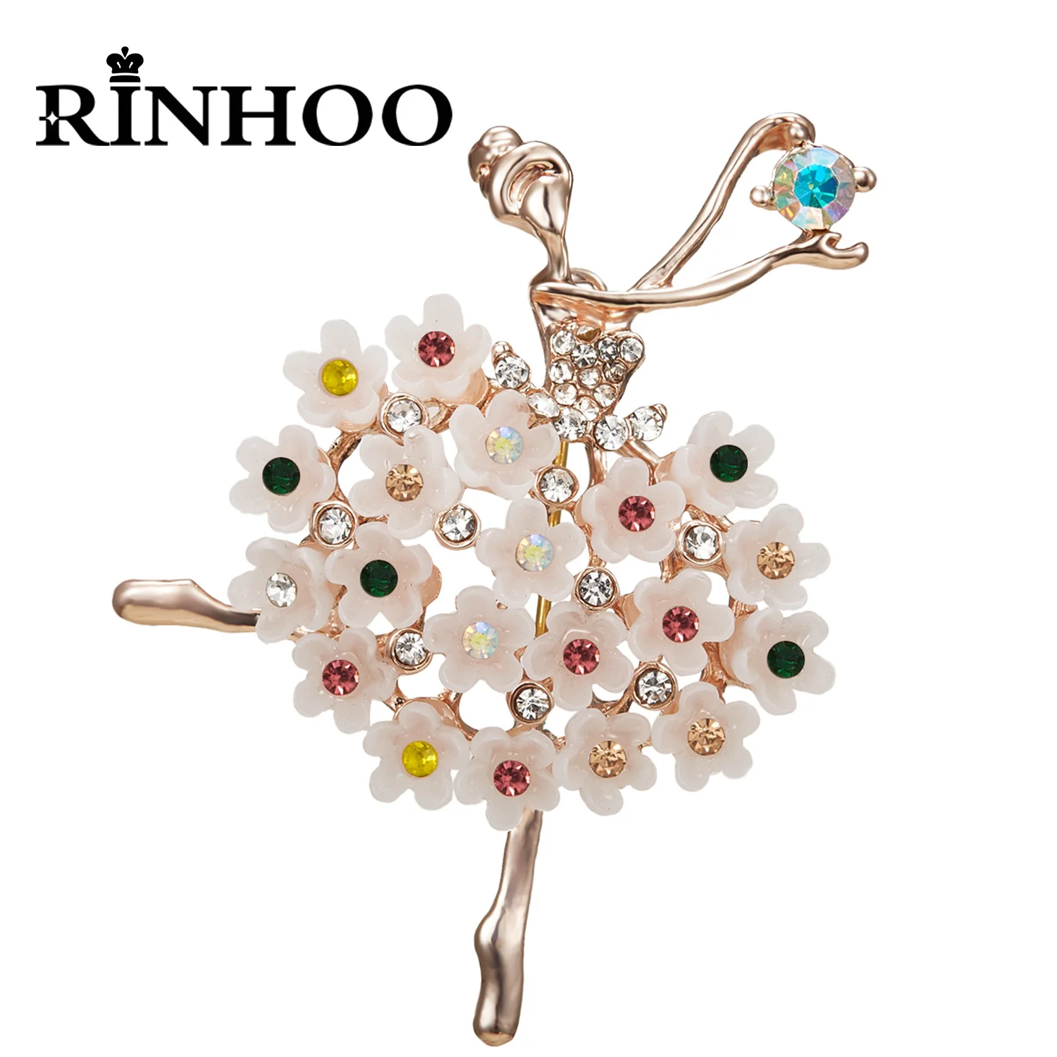 

Rinhoo Fashion Ballet Girls Crystal Brooches For Women Cute Rhinestone Gymnastics Ladies Dancer Enamel Pins Figure Badge Jewelry