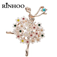 rinhoo fashion ballet girls crystal brooches for women cute rhinestone gymnastics ladies dancer enamel pins figure badge jewelry