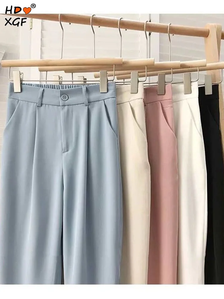 

Повседневные Прямые брюки до щиколотки 6 цветов, свободные женские весенние широкие брюки с высокой талией, модные брюки в Корейском стиле, новинка 2023