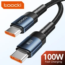 Toocki 고속 충전 케이블, USB C-타입 C, PD3.0, 데이터 코드, 맥북 화웨이 샤오미 포코 삼성 USB-C 케이블, 100W