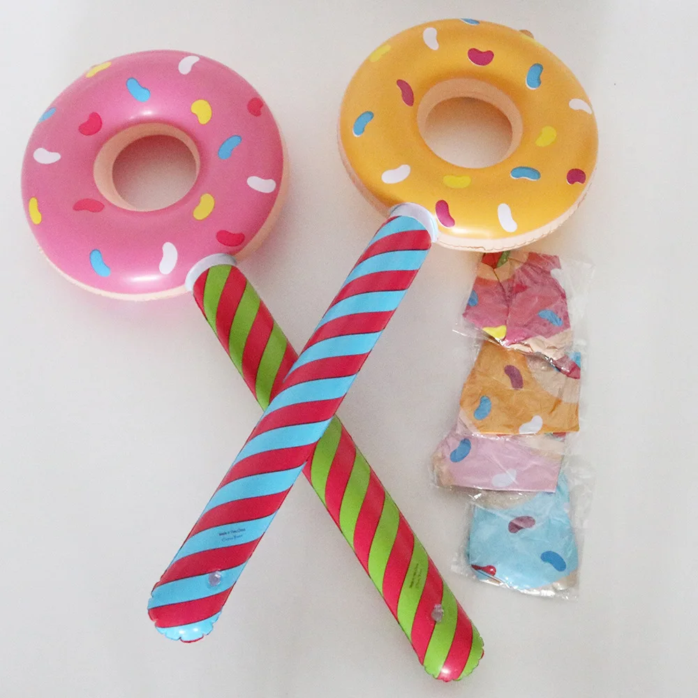 80cm Donut Inflatable Balloon Sticks Sweet Girls Doughnuts Party Ballon Gifts Kids Happy Candy Theme Birthday Party Decor Balons