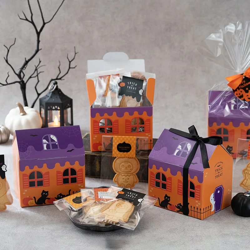 Colorful House Nougat Biscuit Candy Box Creative Halloween Birthday Party Baking Packaging Gift Box