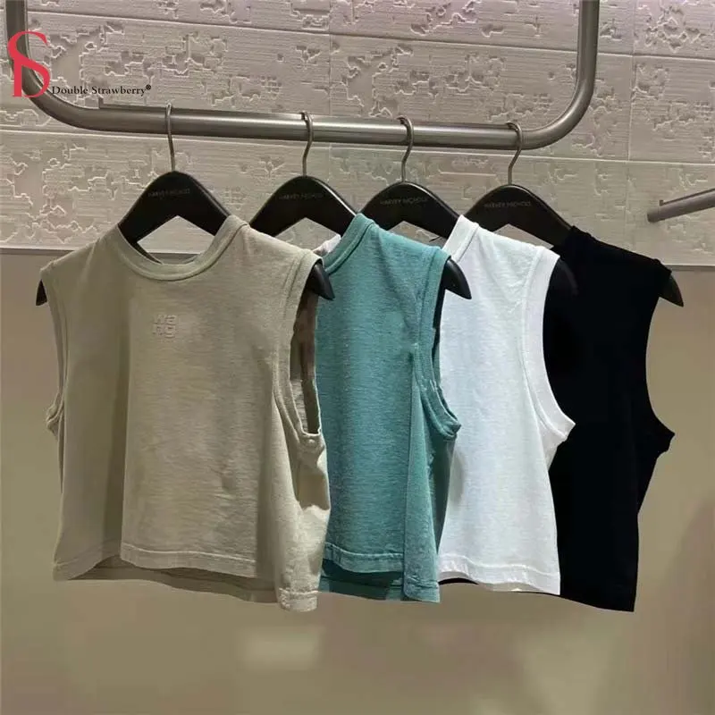 

Летние женские Короткие хлопковые топы с круглым вырезом
