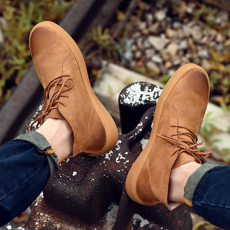 

High-top Solid Color Plus Size Men's Boots Men's High-quality Vulcanized Shoes Warm Winter Must-have Men's Casual Shoes New