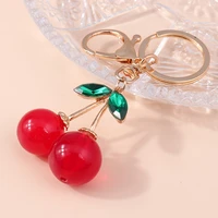 hot sale new lovely big red cherry keychain key ring resin heart key chains for women men handbag car key holder gifts jewelry