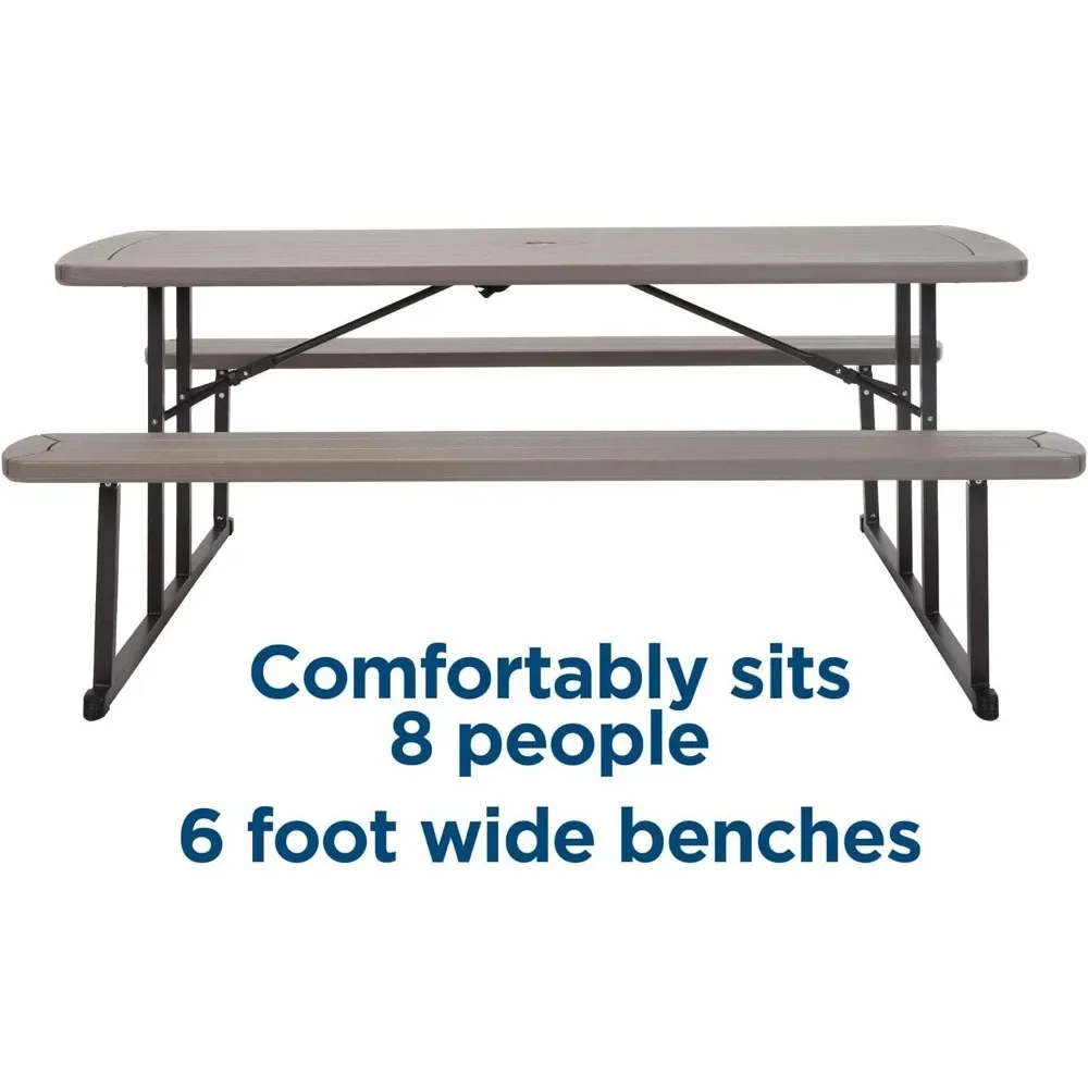 Уличный стол прямоугольной формы 6 футов складной для пикника серо-коричневый с