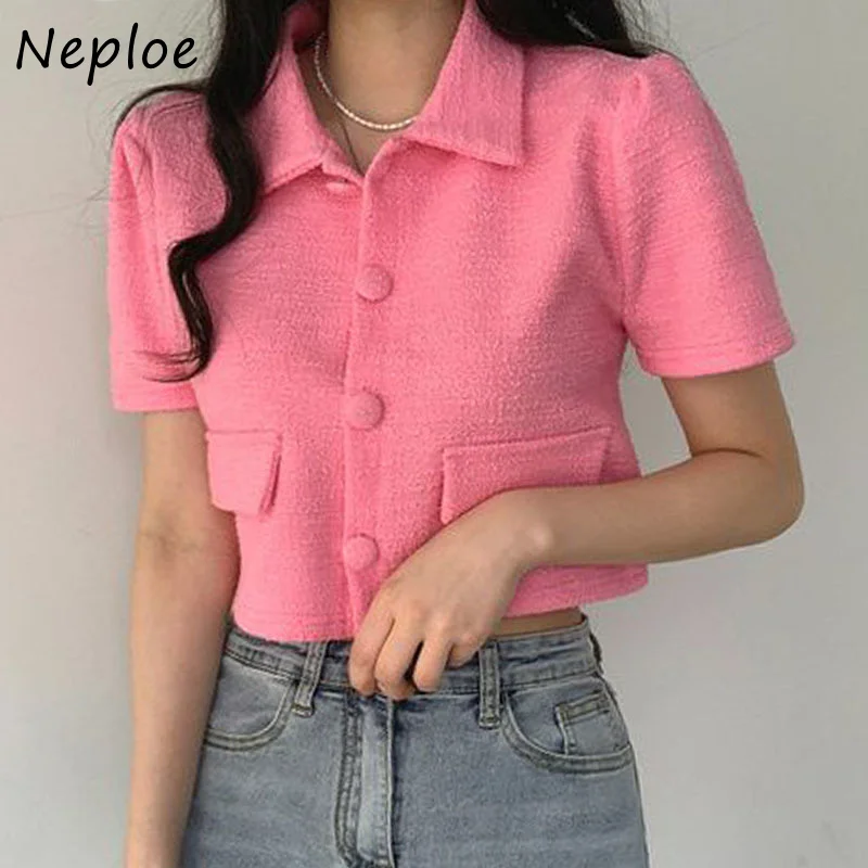 Однобортная женская верхняя одежда Neploe с отложным воротником корейские офисные