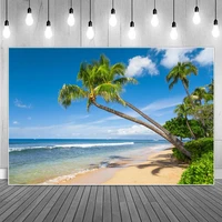 summer tropical sea beach scenic photography backgrounds holiday seaside waves palm tree sands home studio party photo backdrops