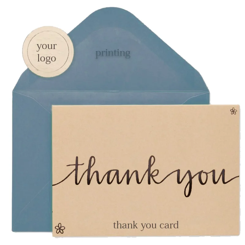 

Wholesale customer thank you card printing for small business with envelope and stickers