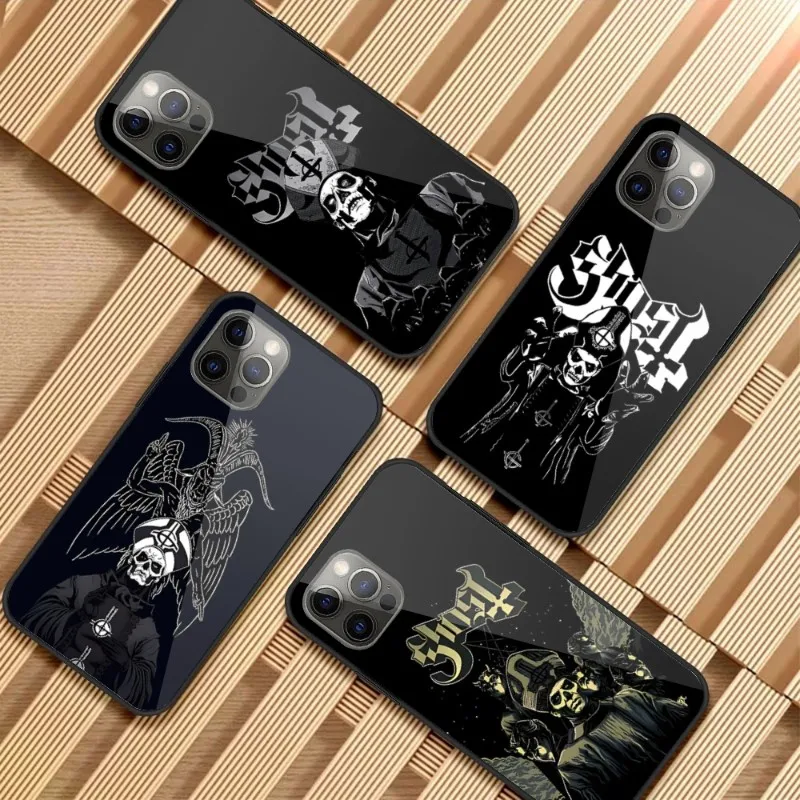 

Ghost Heavy Metal Band Phone Case for iPhone 14 13 12 11 XS X 8 7 6 Plus Mini Pro Max SE 2022 PC Glass Cover Funda Shell