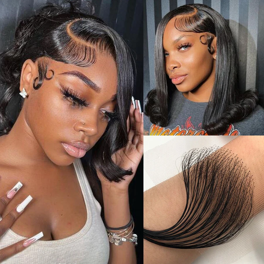 CHICWOO HD Lace Baby Hair Stripes 8 Pcs Human Hair Baby Hair Edge Reusable More Natural for Women Swiss Lace Hairline Baby Hair