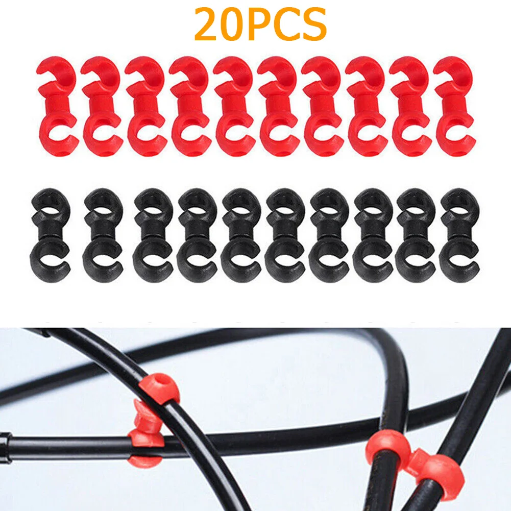 20pcs Bike Cable Clips Stop Cable Brake & Gear Cables S Shaped Fittings MTB Road Mountain Bicycle Cycling S Shaped Clips Parts