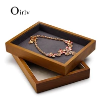 oirlv new solid wooden jewelry display tray with microfiber pendant ring necklace bracelet display stand jewelry organizer plate