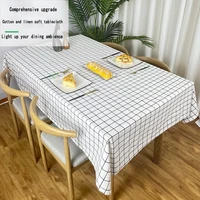 nordic ins style square plaid cotton and linen tablecloth printed coffee table cover cloth dining table desk dust cloth