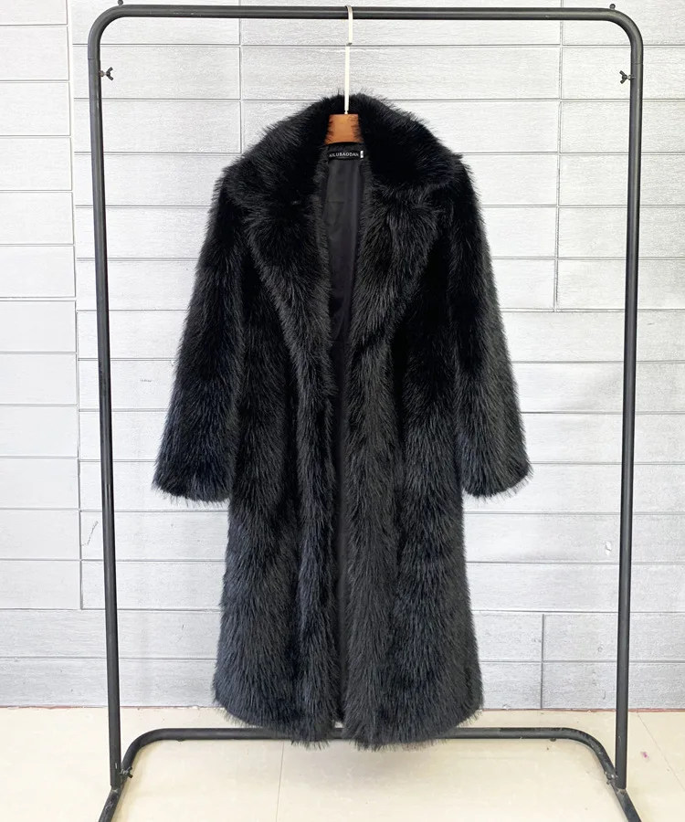 Fur Faux Long Knee-length Solid Womens Coat Winter Warm jacket  for women