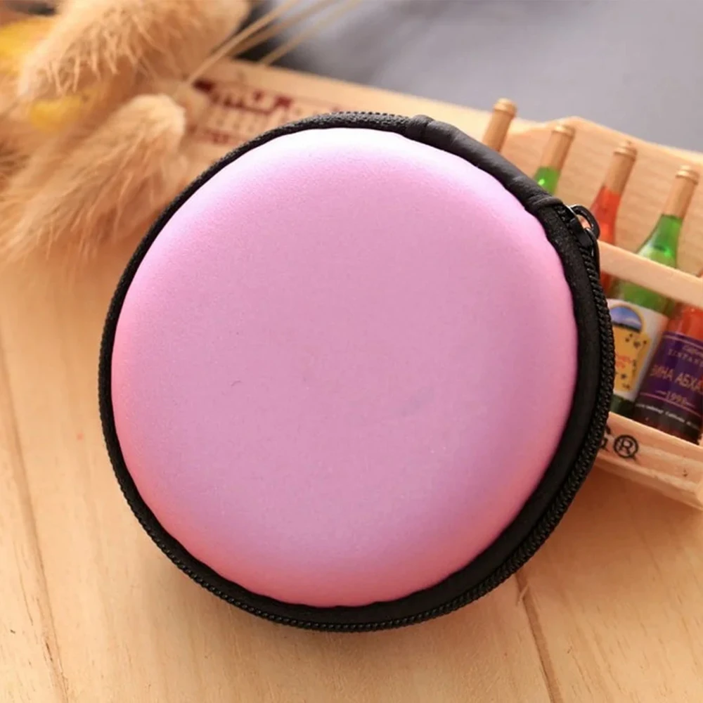 Круглый портативный контейнер для хранения наушников и кабелей зарядки