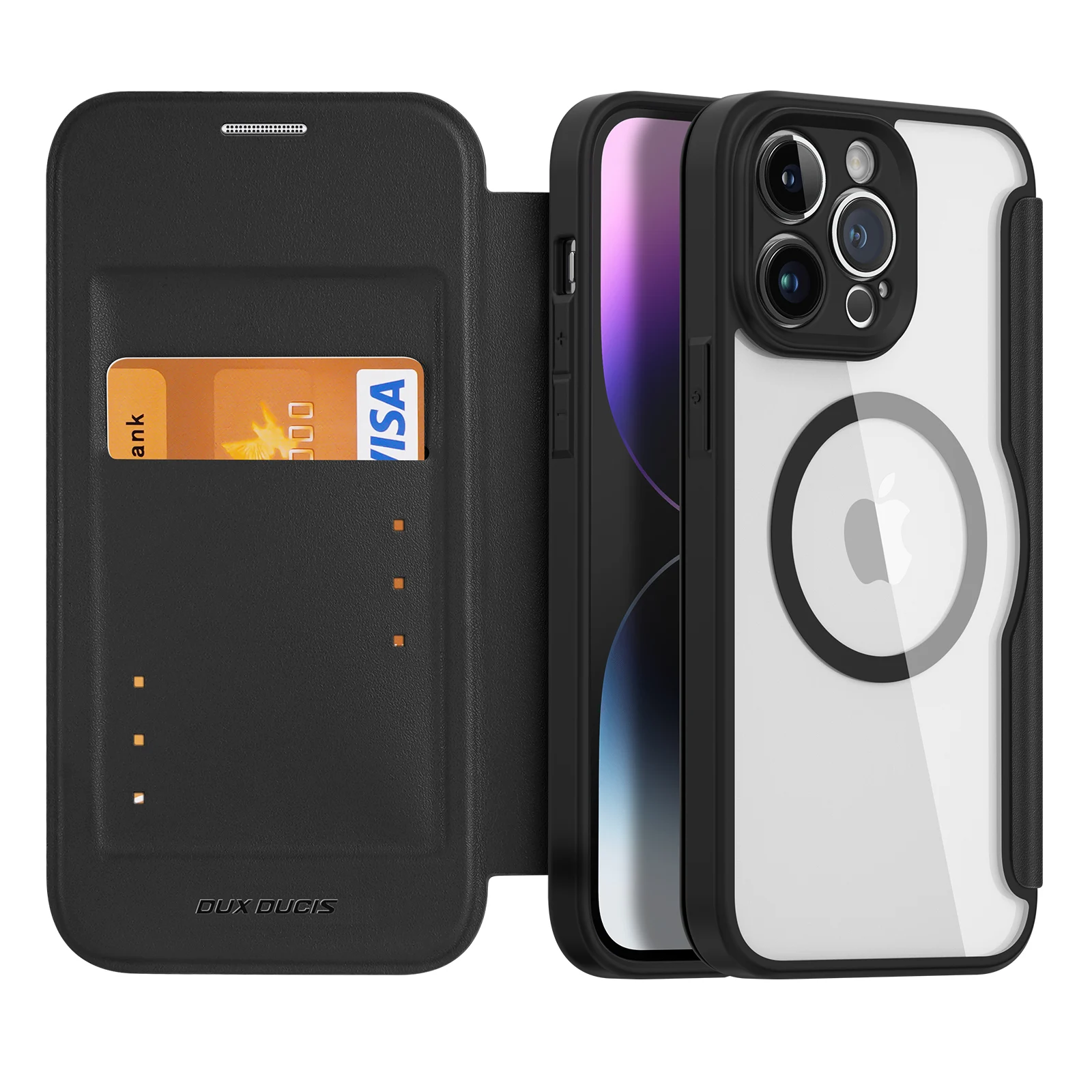 

DUX DUCIS Flip Leather Case for iPhone 14 Pro Max 14 Plus Back Cover with MagSafe