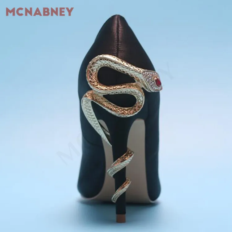 Rhinestone Snake-Shaped Winding Stiletto Pumps Personality Professional Stiletto Women's Shoes Fashion Banquet High Heels