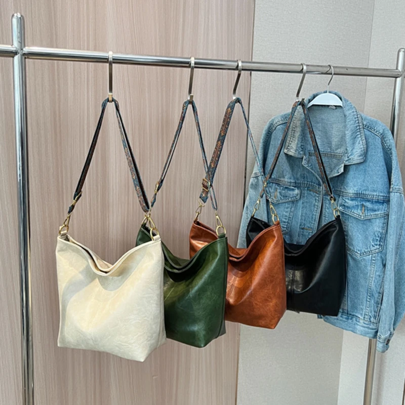 

Commuter Bucket Bag for Women Soft Leather Shoulder Bag Vintage Crossbody Bag Lady Handbag Brand Messenger Bag Tote Purse sac
