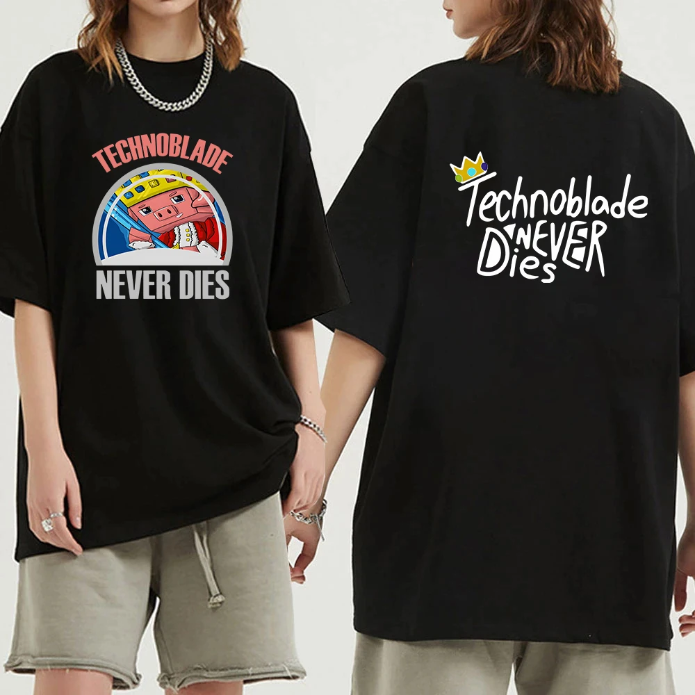 

Футболка Dream SMP, футболка Technoblade Never Dies, кавайная Женская/мужская повседневная футболка из 100% хлопка с коротким рукавом, футболка с графическим рисунком, уличная одежда