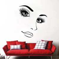 hairdressing beauty vinyl wall decals makeup woman face lashes stickers for beauty nail salon home decoration murals dw22093
