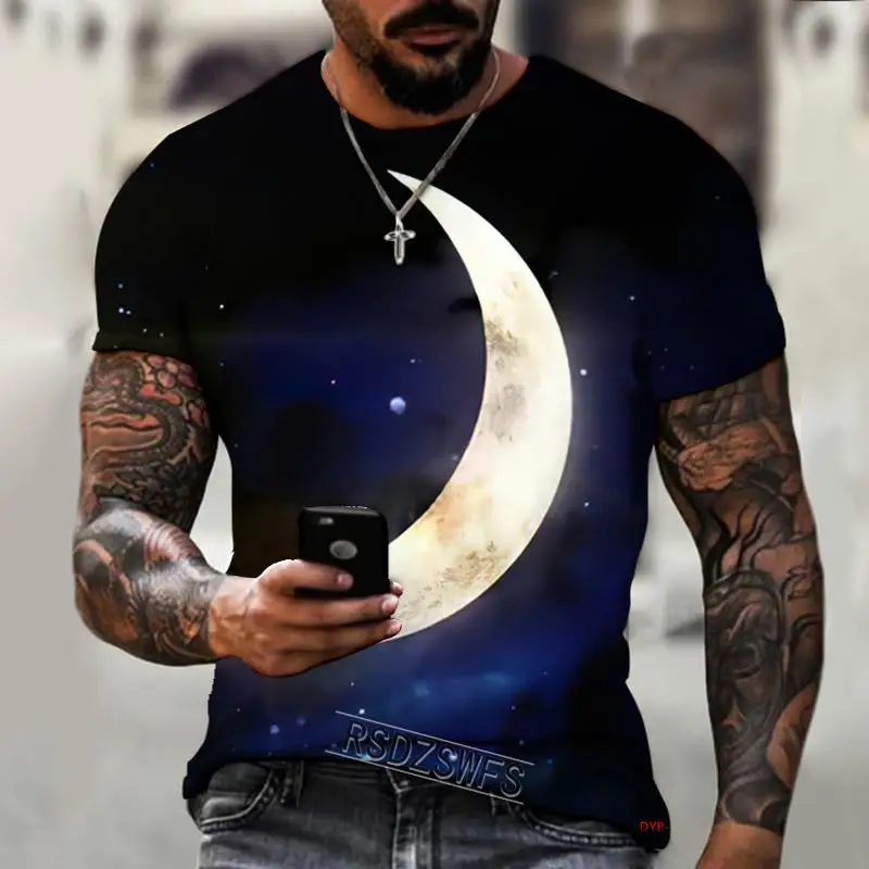 

2023 Brand Men’s Shirt Exclusive Design Milky Way Moon Moonlight Good-looking Premium 3D Printing Loose Oversized Personality