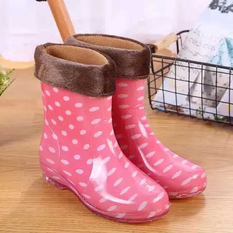 Женские осенне-зимние ботинки от дождя, Короткие съемные плюшевые туфли от дождя, носимые туфли от дождя, обувь для солнечной погоды, пасторальная обувь