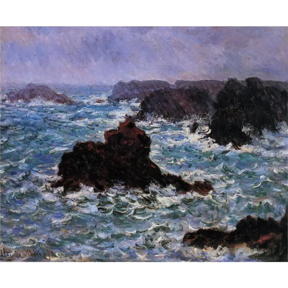 

High quality Claude Monet paintings for sale Belle-Ile, Rain Effect Canvas art hand-painted