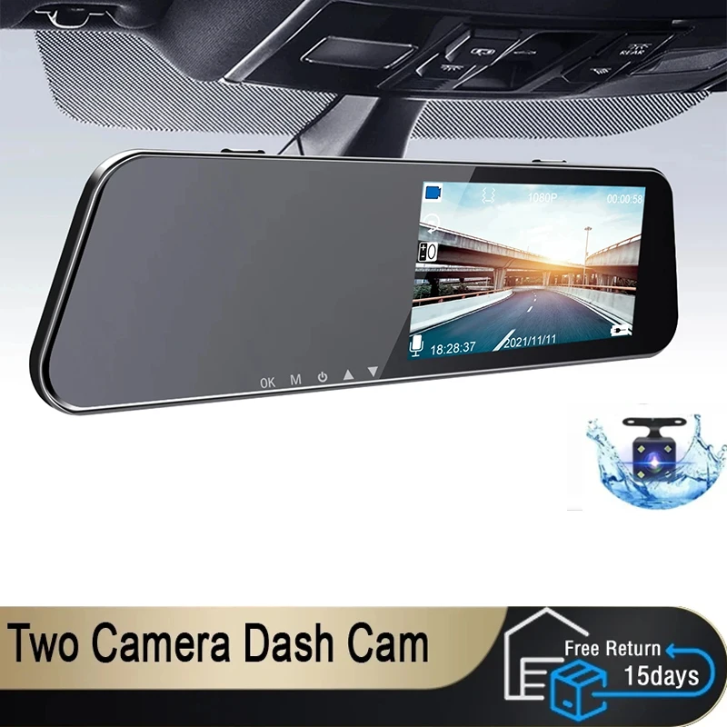 

5.5 Inch Driving Recorder 24H Car DVR Rearview Mirror Dual Lens Car Recorder 1080P IPS Front and Rear Camera Registrar Black Box