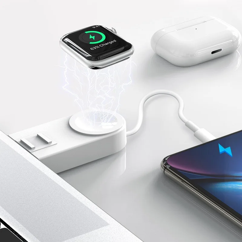 2 в 1 магнитное Беспроводное зарядное устройство QI для Apple Watch серии SE/6/5/4/3/2/1 и