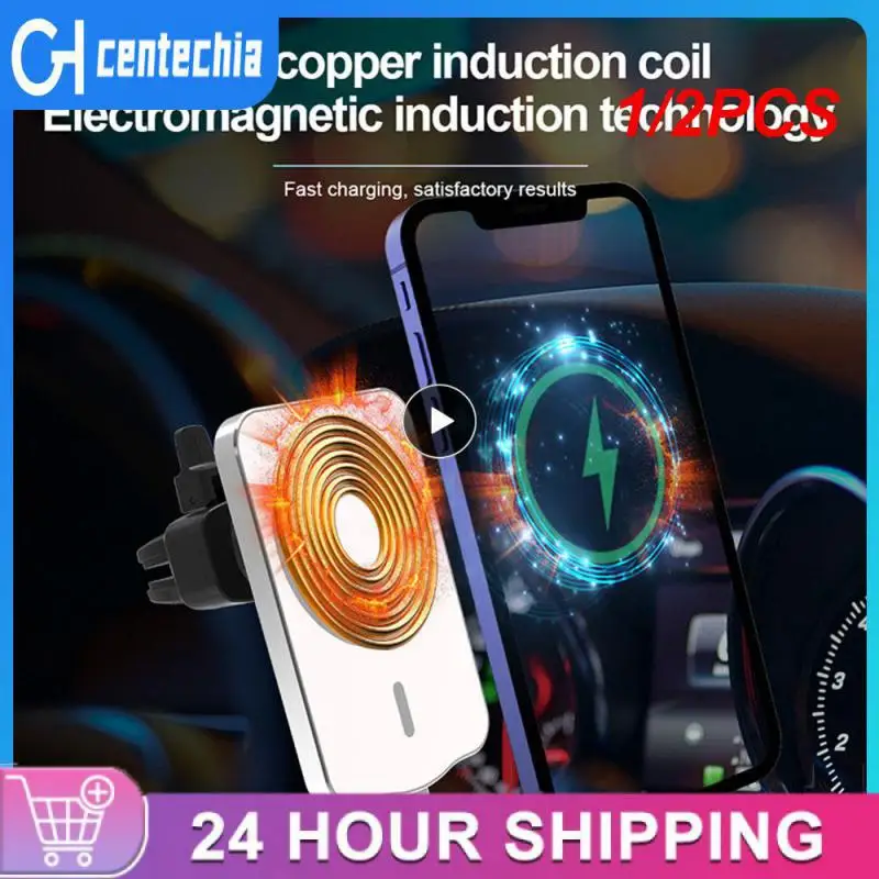 

1/2PCS Magnetic Wireless Car Charger Mount Adsorbable Phone For iPhone 14 13 12 Max adsorption Fast Wireless Charging Holder