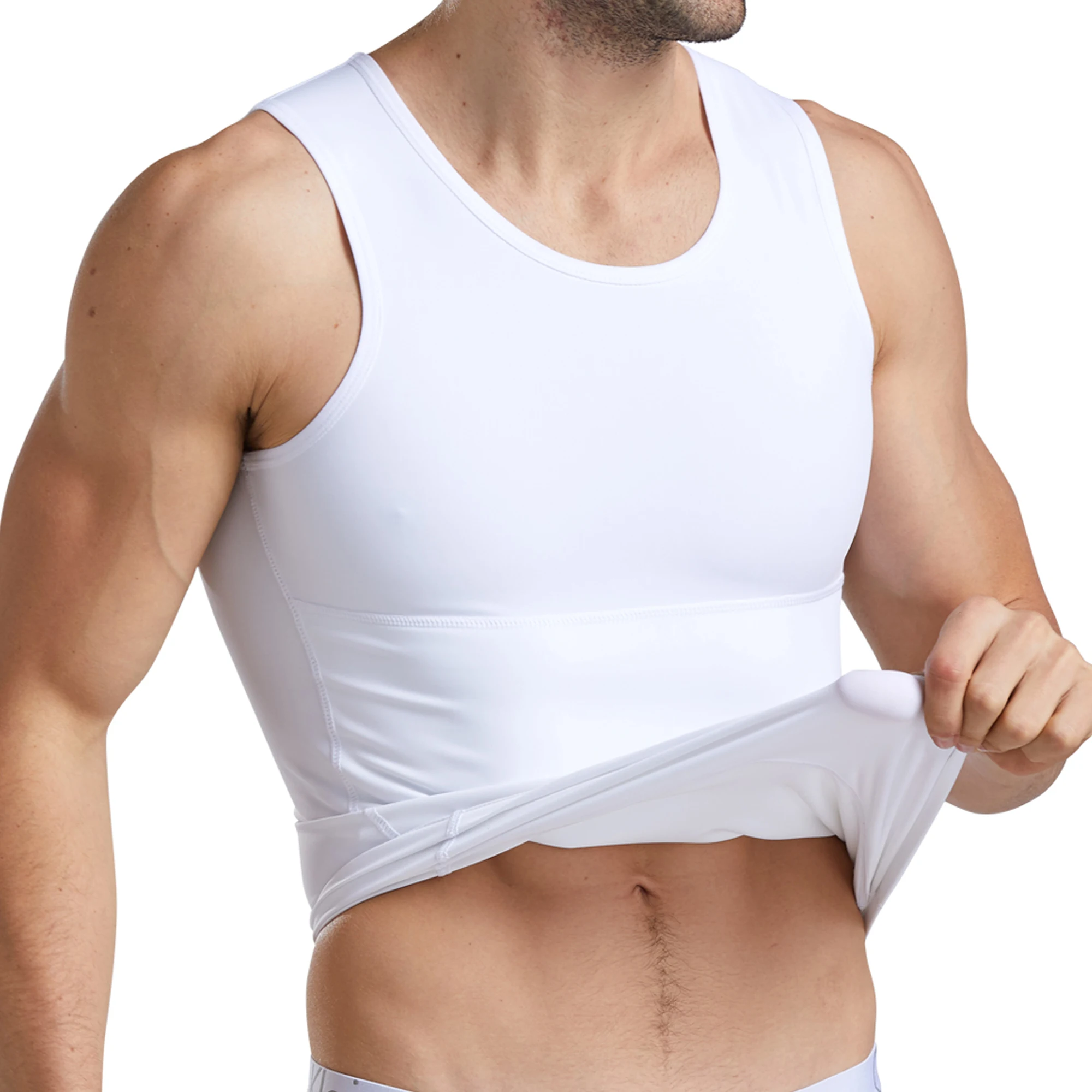 YUFEIDA Tight Skinny Men Slimming Elastic Body Shapewear Vest Breathable Abdomen Control Compression Top Man Fitness Sport Shirt