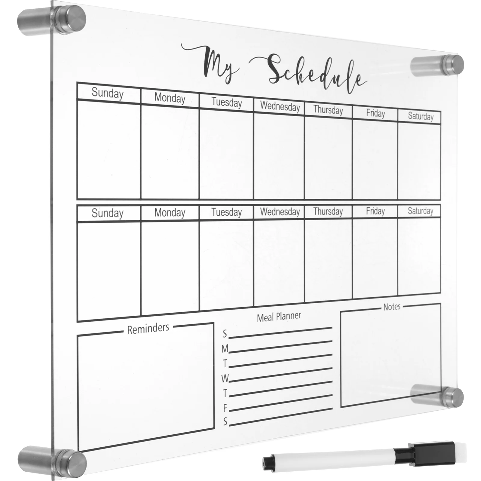 

Weekly Planner Board Desktop Whiteboard Marker Dry Erase Refrigerator Office Write Small Acrylic