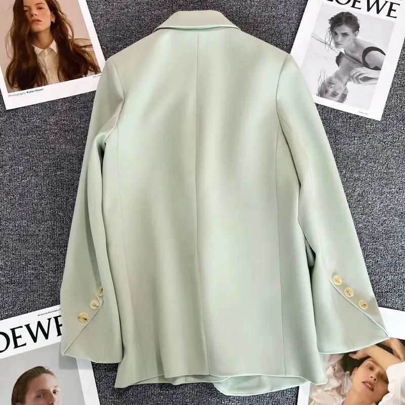 Весенне-осенний однотонный модный пиджак с воротником и длинными рукавами