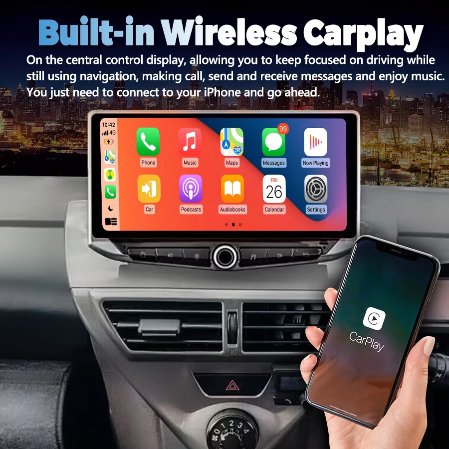 Qled экран Android 14 для Toyota Scion IQ 2008-2016 Автомобильный мультимедийный GPS стерео