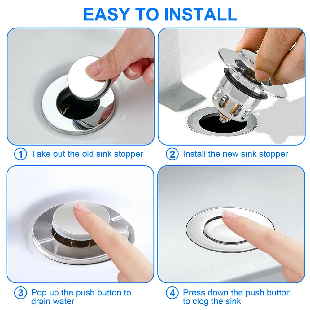

Basin Pop Up Drain Filter Bathroom Sink Plug Stopper Wash Basin Core Bounce Drain Filter Hair Catcher For Kitchen Bathroom Tools