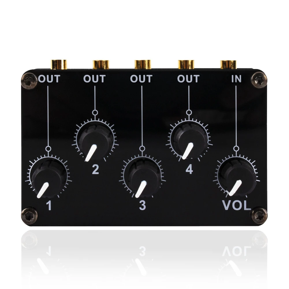 

TM400 Mini 4 Channel Stereo Line Mixer 1In 4Out for Studio Recording Low Noise Small & Sophisticated Audio Passive Mixer