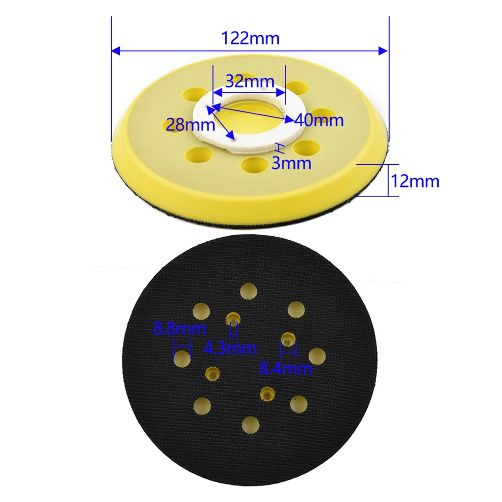 

Подложка 125 мм, шлифовальные желтые Сменные абразивные прокладки с 8 отверстиями для орбитальной шлифовальной машины DeWalt RYOBI