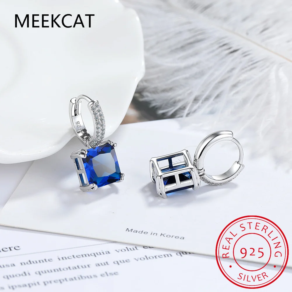 Квадратный натуральный синий топаз гранат сапфир рубин изумруд стерлинговое