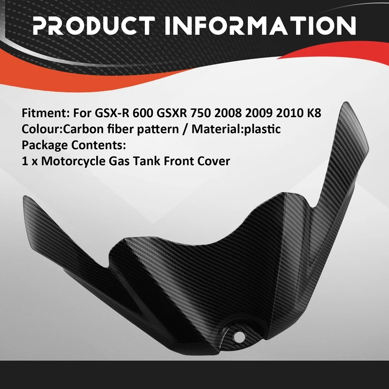 Motorcycle Gas Tank Front Cover Air Box Guard Fairing Cowl For SUZUKI GSX-R 600 GSXR 750 2008 2009 2010 K8