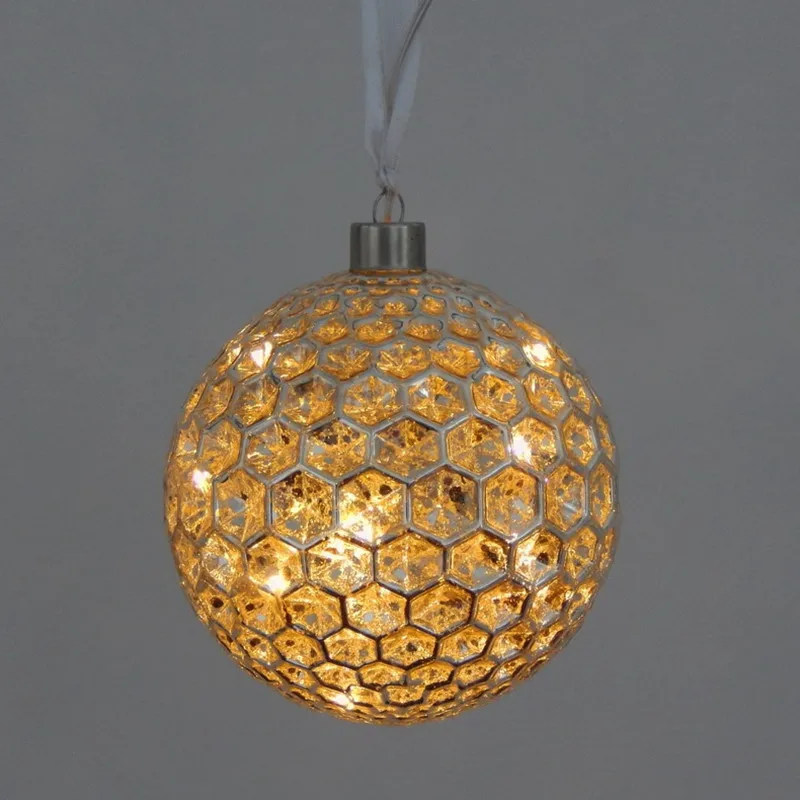 

Диаметр = 8 см, маленький размер, Серебряный подвесной стеклянный шарик для освещения, Рождественская елка, подвесной шар, конус-капля, праздничное украшение ручной работы