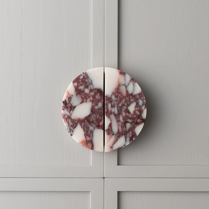 Роскошная ручка для двери ручной работы мраморная шкафа Wabi Sabi элегантная