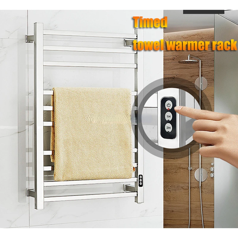 

Nordic Square Pipe Towel Warmer Electric Wall 304 Stainless Steel Heated Towel Rack with LED Digital Control for Bathroom,Toilet