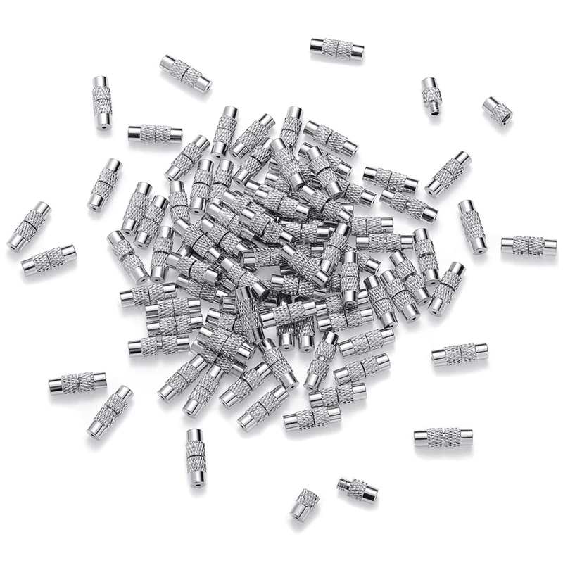 

100 Pieces Brass Screw Twist Buckle Tube Fastener DIY Craft Jewelry Bracelet Necklace Supplies